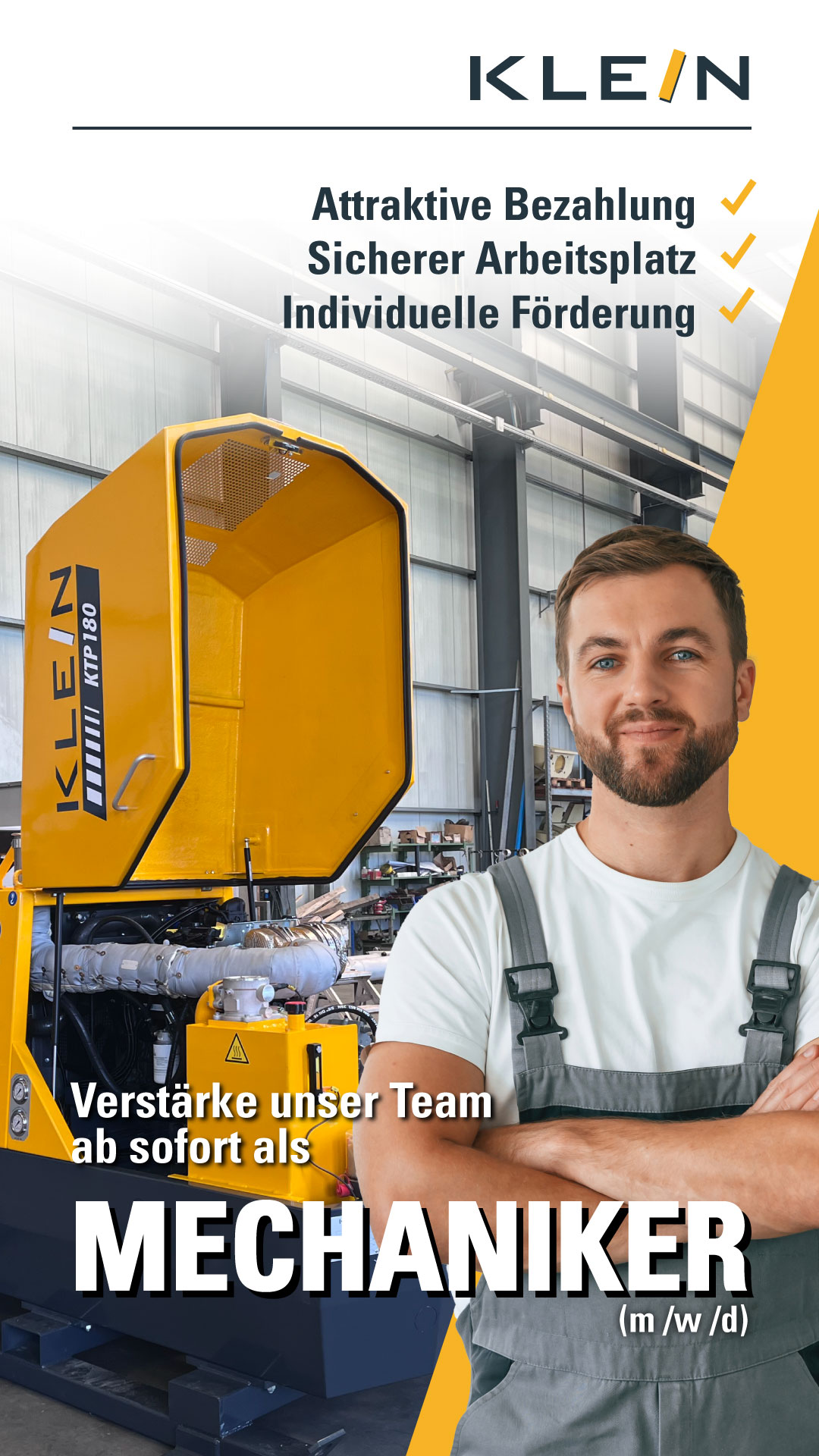 Mechaniker der KLEIN GmbH bei Arbeiten im Maschinenbau und Serviceeinsatz